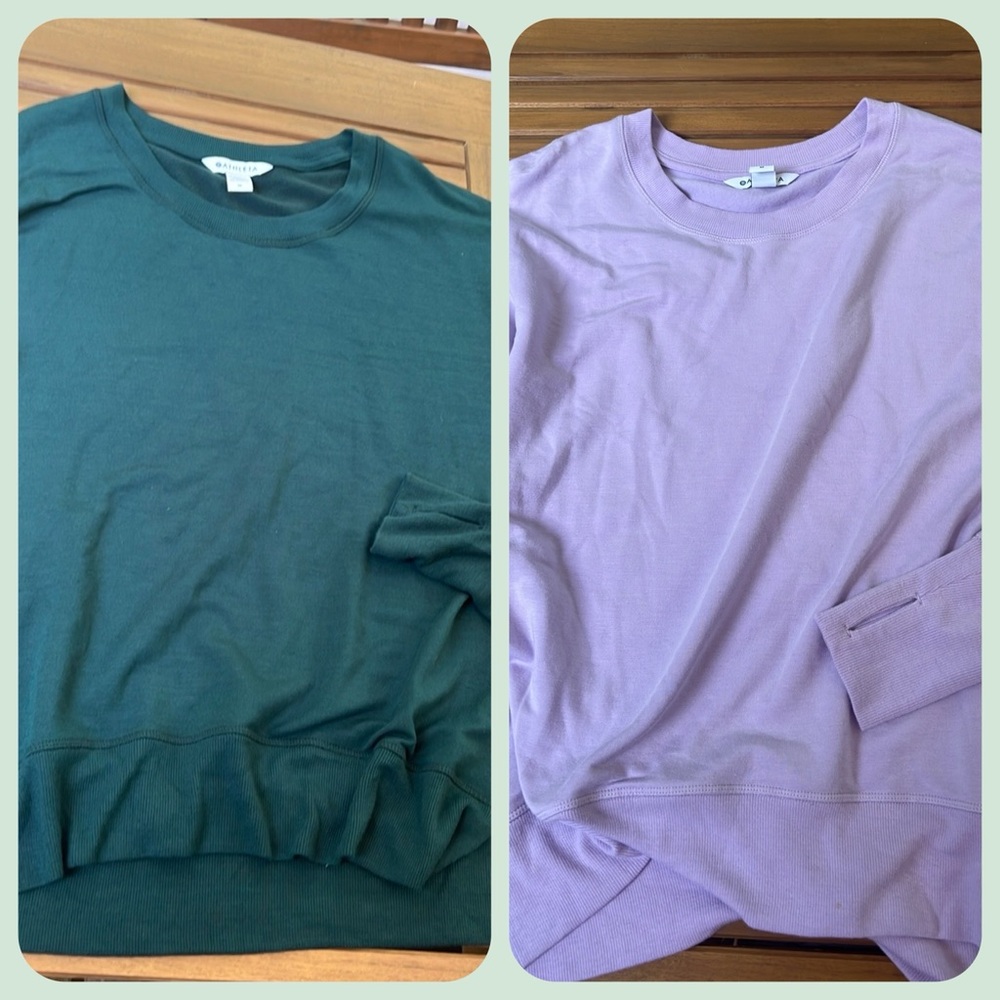 ATHLETA Coaster Luxe Sweatshirt size M Dark Green Lavender